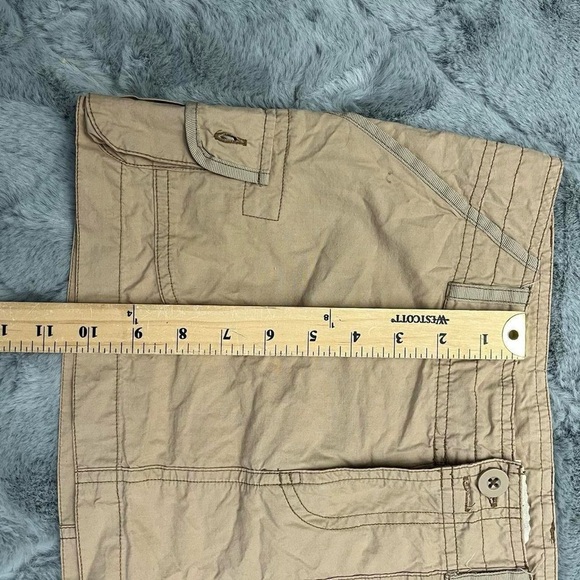 Vintage Y2K Micro Mini Skirt Medium Cargo Forever 21 2000s Tan Beige Low Rise - Picture 3 of 8